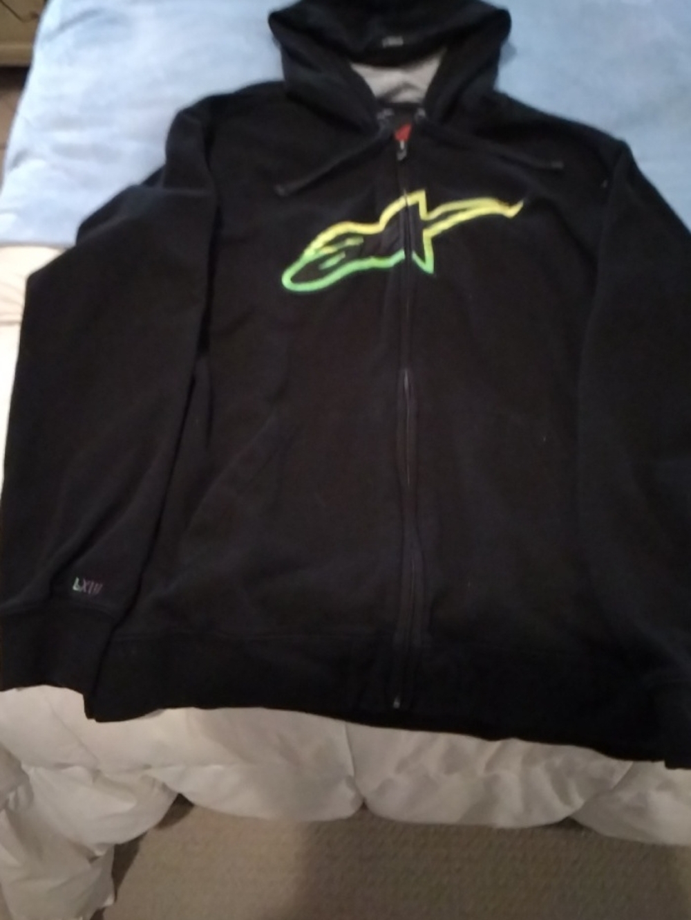 Alpinestars Black Zip Hoodie with Neon Logo XL